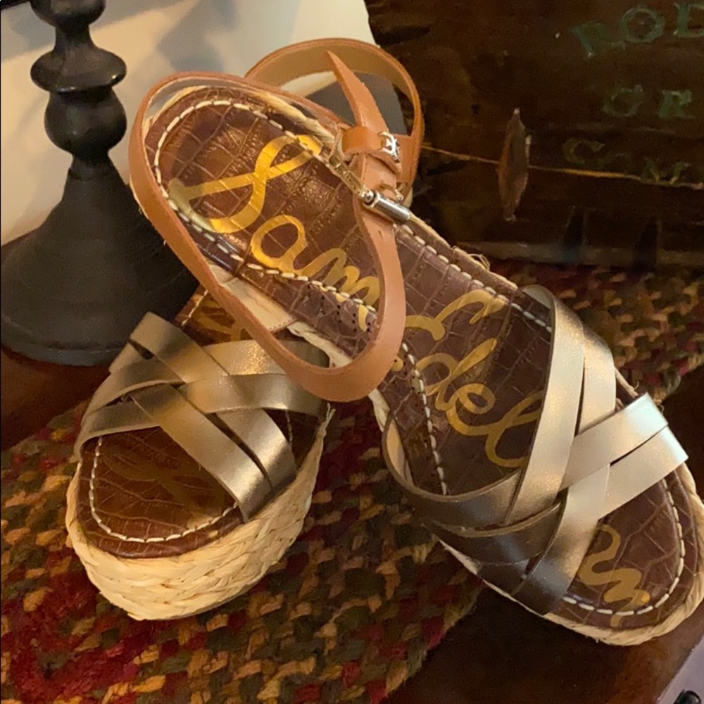 Sam Edelman Leather Braided Wedge Sandal Sz.- 7.5